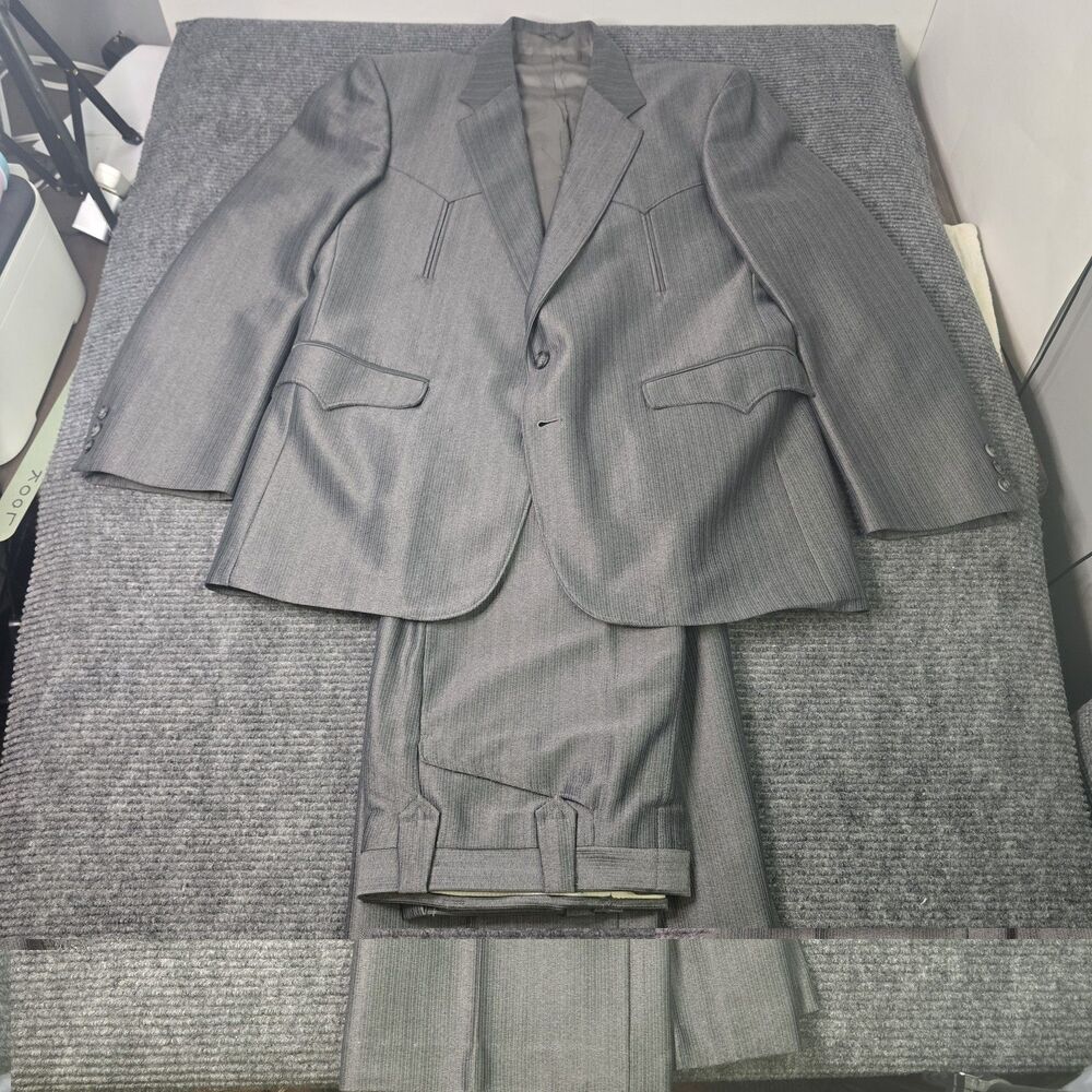 Circle S Blazer Sport Coat Mens 42R Gray Western Cowboy Jacket Dallas Texas